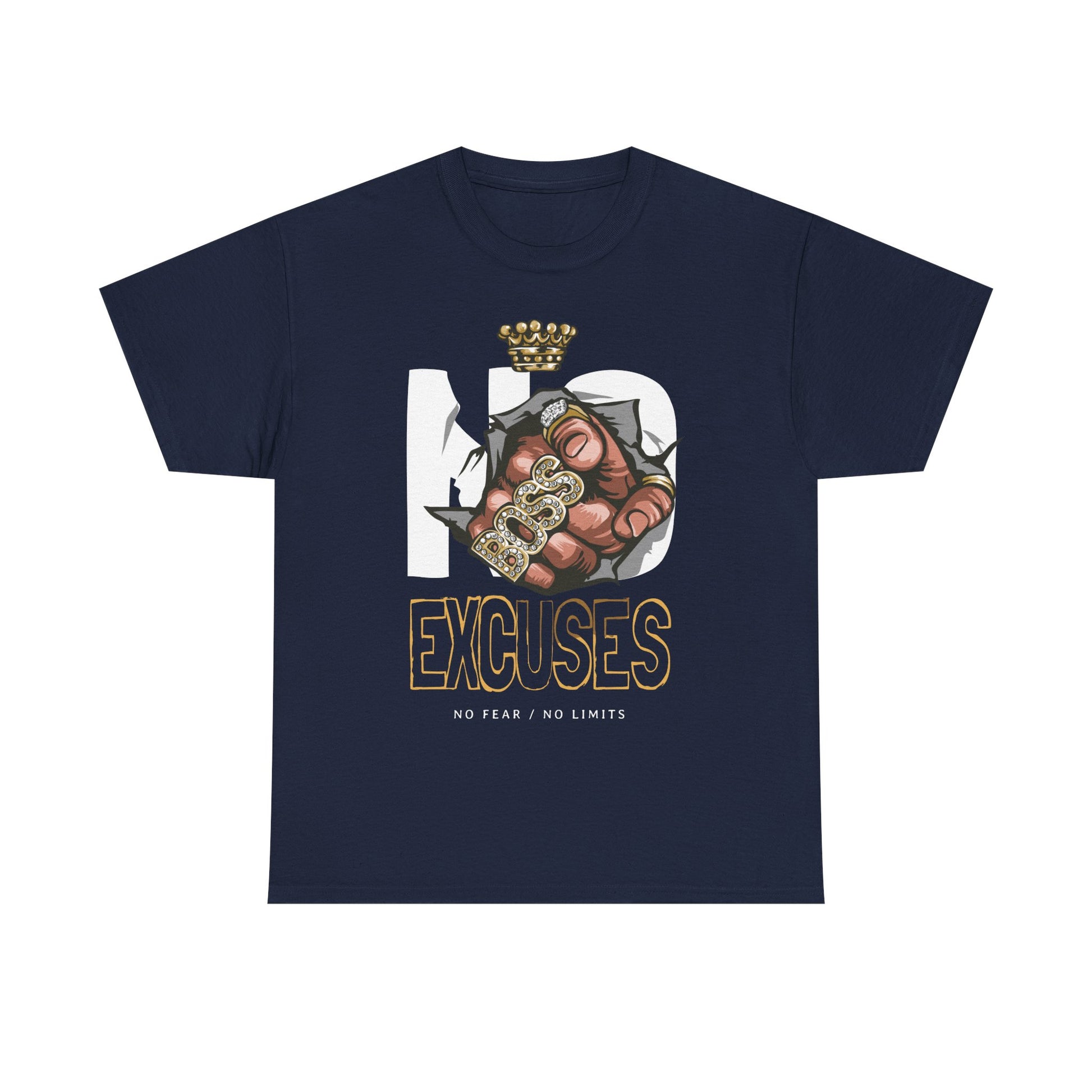 No Excuses | Heavy Cotton Tee, Motivational Apparel, Gift for Fitness Lovers