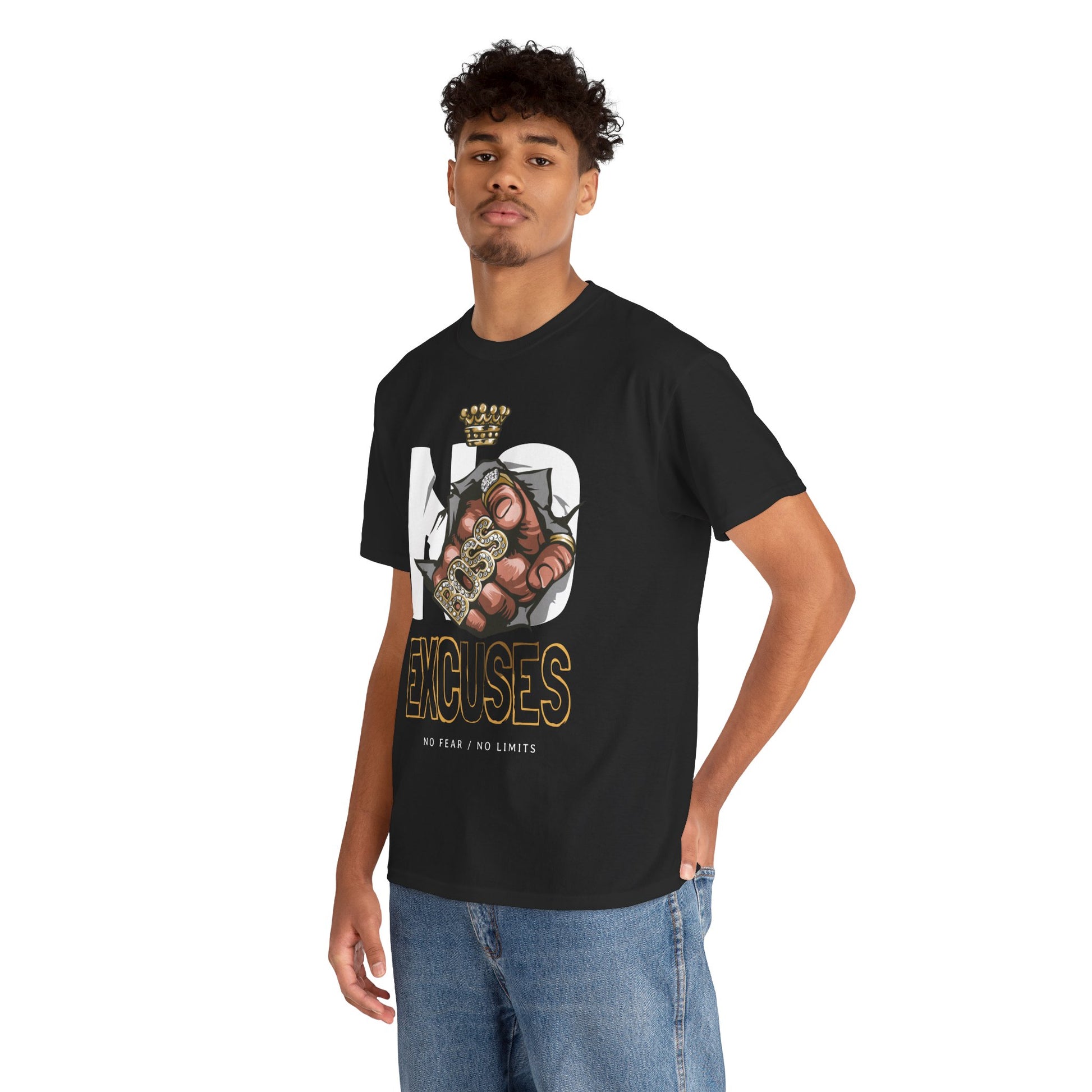 No Excuses | Heavy Cotton Tee, Motivational Apparel, Gift for Fitness Lovers