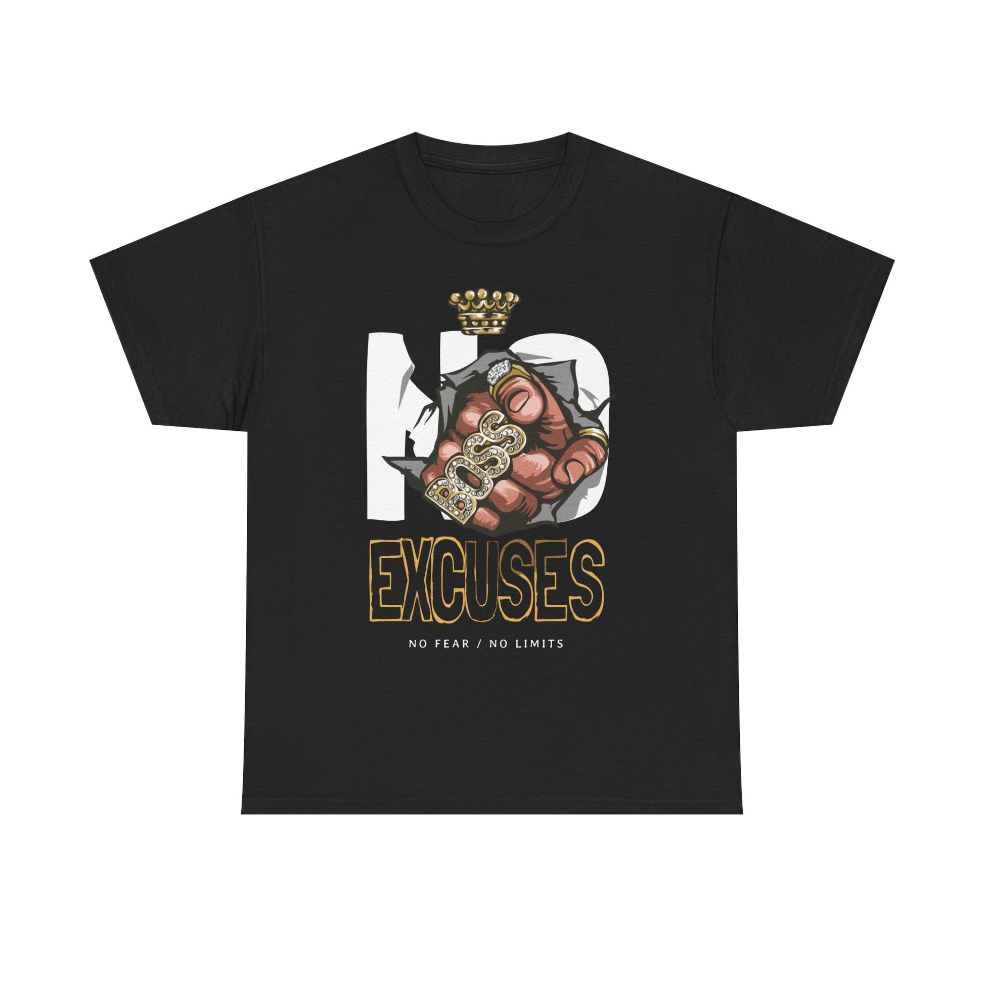 No Excuses | Heavy Cotton Tee, Motivational Apparel, Gift for Fitness Lovers
