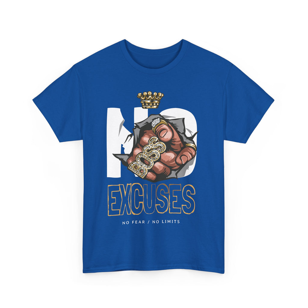 No Excuses | Heavy Cotton Tee, Motivational Apparel, Gift for Fitness Lovers