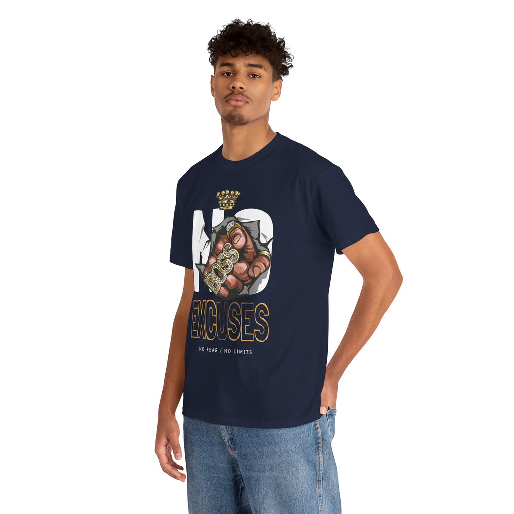 No Excuses | Heavy Cotton Tee, Motivational Apparel, Gift for Fitness Lovers