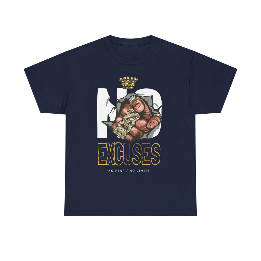 No Excuses | Heavy Cotton Tee, Motivational Apparel, Gift for Fitness Lovers