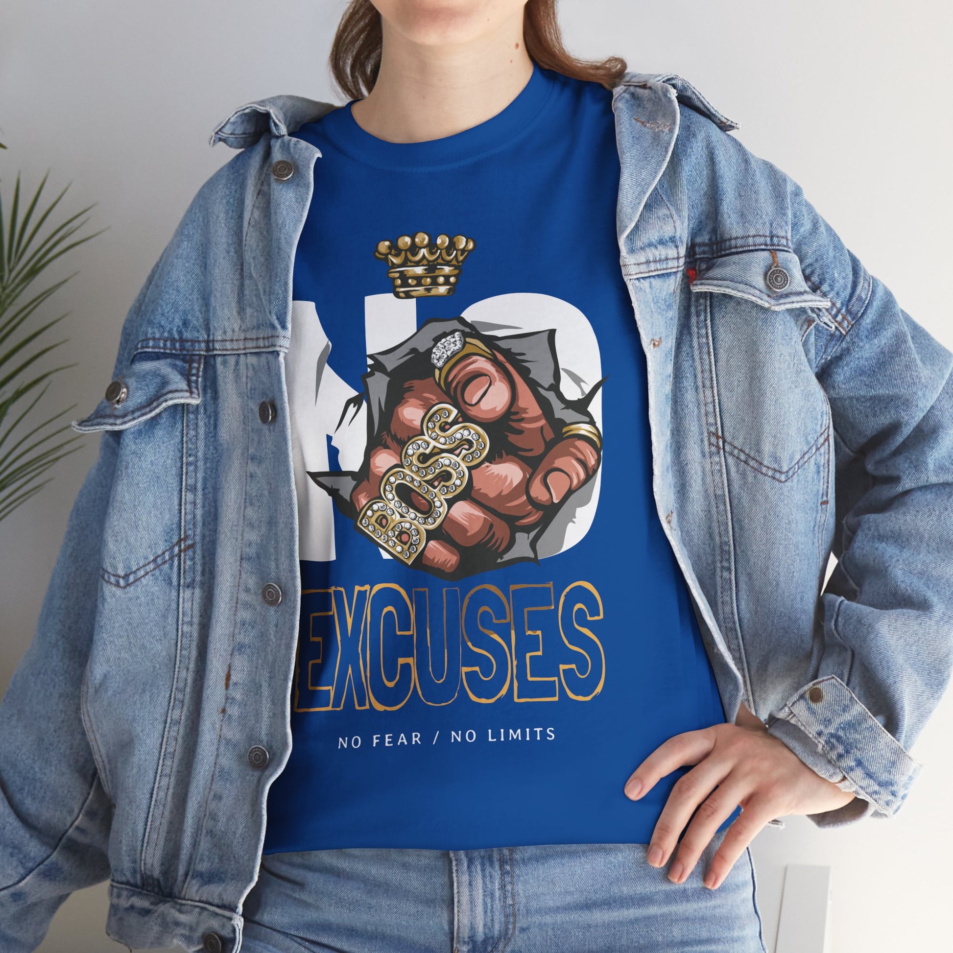 No Excuses | Heavy Cotton Tee, Motivational Apparel, Gift for Fitness Lovers