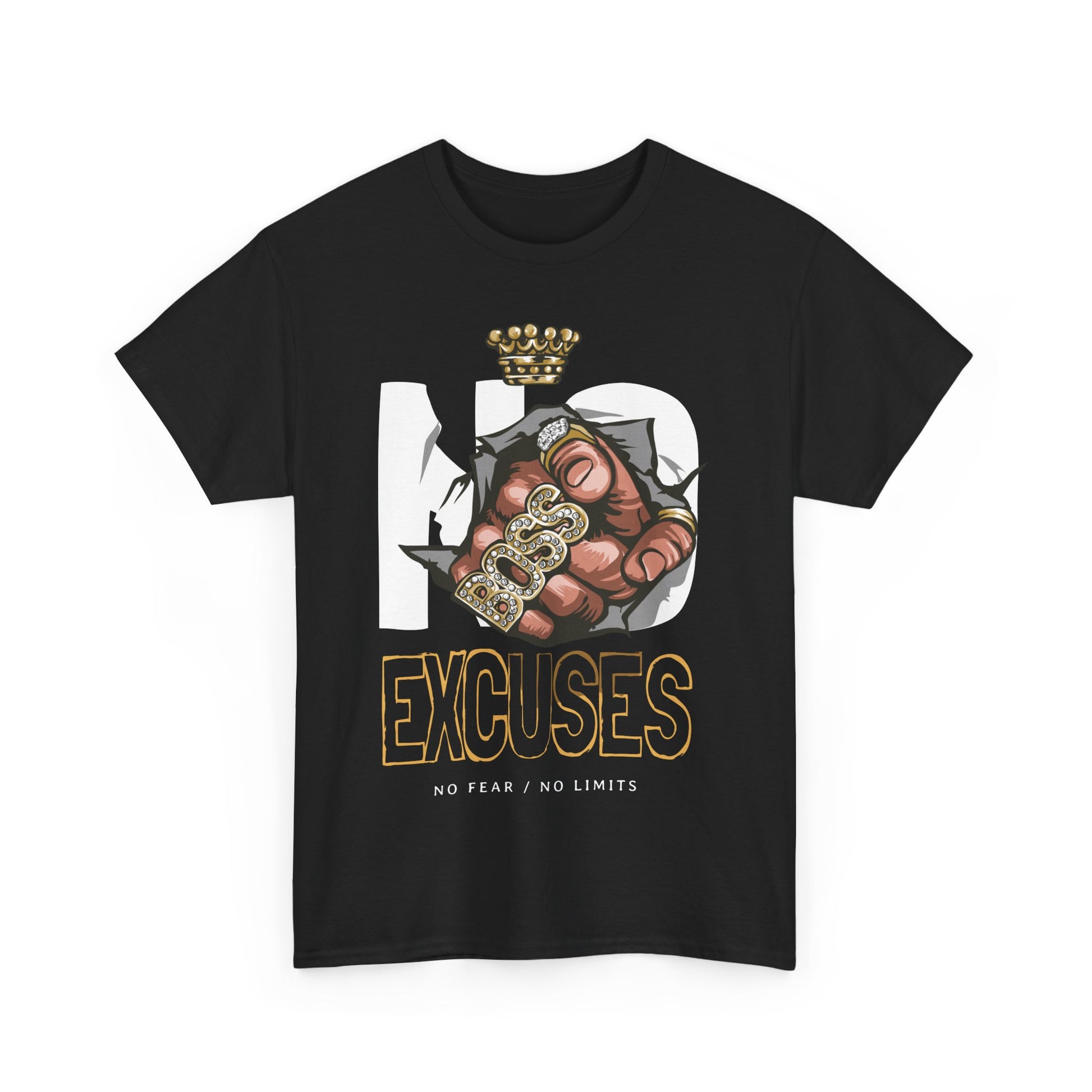 No Excuses | Heavy Cotton Tee, Motivational Apparel, Gift for Fitness Lovers