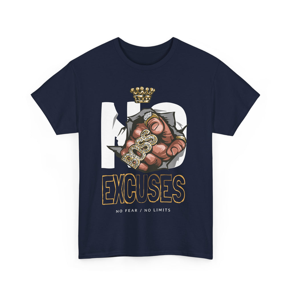 No Excuses | Heavy Cotton Tee, Motivational Apparel, Gift for Fitness Lovers