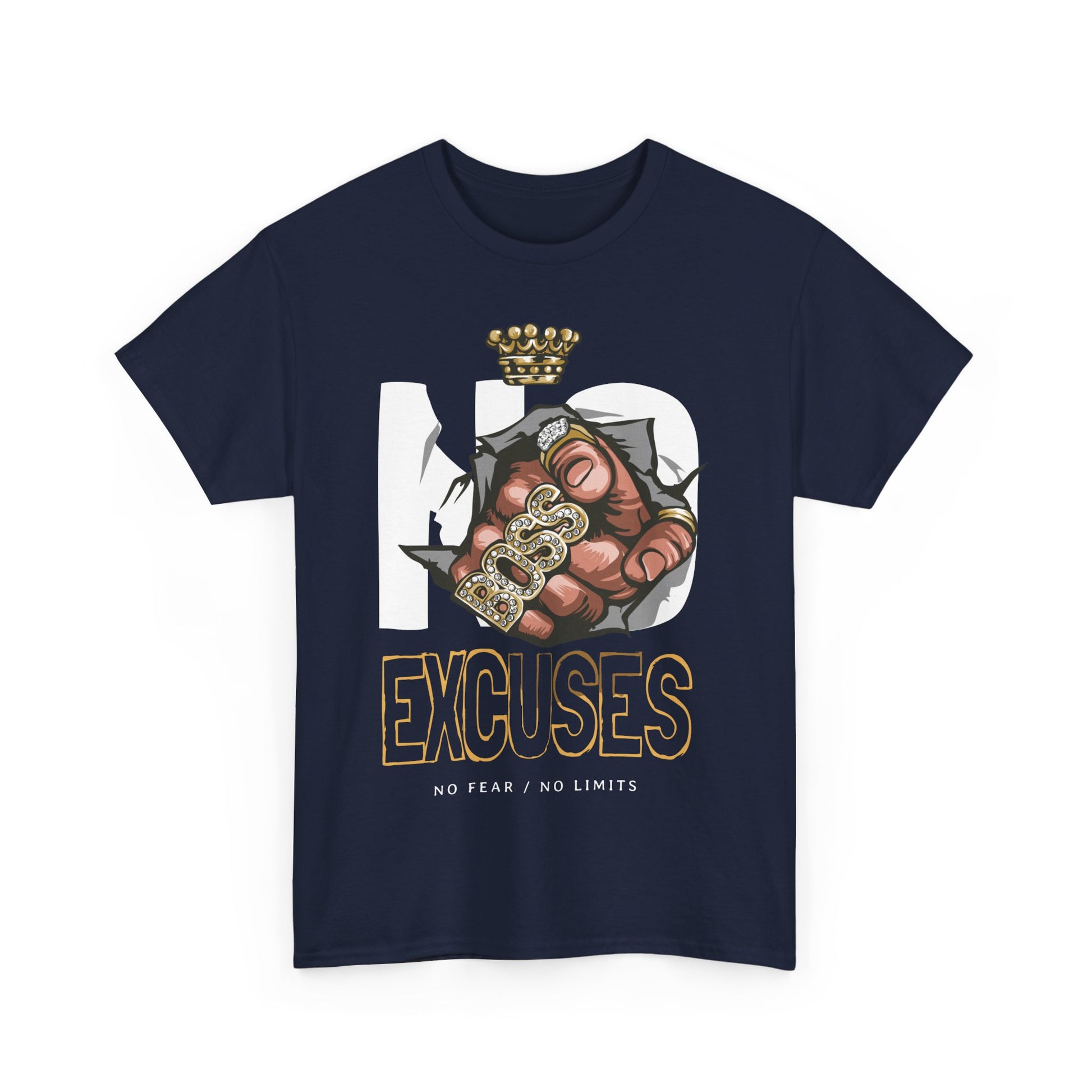 No Excuses | Heavy Cotton Tee, Motivational Apparel, Gift for Fitness Lovers